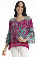 Load image into Gallery viewer, Shirred Yoke Top - Neo Paisley Teal