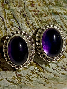 Amethyst Oval Sterling Silver Earrings