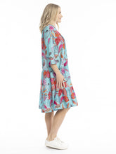 Load image into Gallery viewer, Beth Pleated Dress - Tropical Foliage Sea