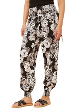 Load image into Gallery viewer, Harem Pants - black/White Damask