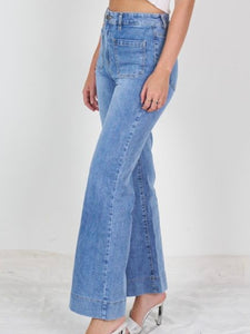 Wide Leg Denim Jeans - Light Denim