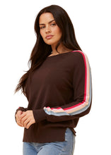 Load image into Gallery viewer, Striped Sleeve Knit Pullover - Chocolate