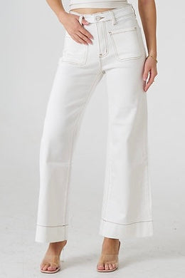 Wide Leg Denim Jeans - Off White