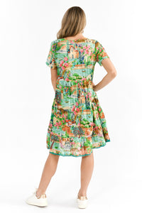 Back view of Colette Mint Dress – knee-length cotton summer style