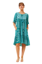 Load image into Gallery viewer, Embroidered chest detail on Honda Boho Dress in green