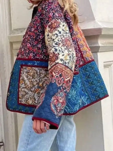 Boho Floral Print Padded Jacket