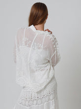 Load image into Gallery viewer, Floral Embroidered Sheer Blouse with Lace Hem