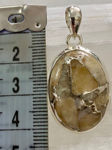 Copper Calcite Sterling Silver Pendant