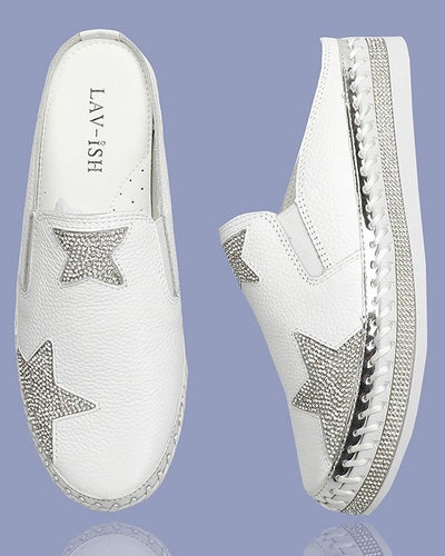 Lav-Ish Slides with Star - white