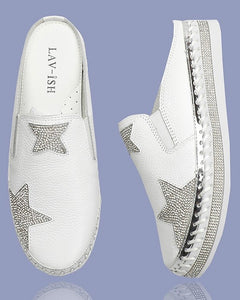 Lav-Ish Slides with Star - white