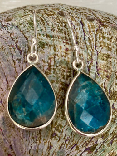 Apatite Facet Tear Drop Earrings