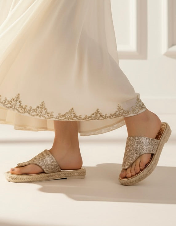 Lav-ish Hemp Rope Sandals - Rose Gold