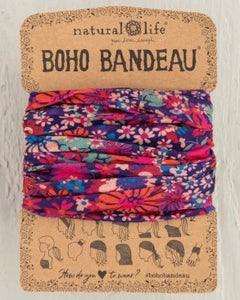 Boho Bandeau - Dark Red PInk FLoral