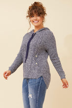 Load image into Gallery viewer, Hooded Cable Knit Jumper - Navy