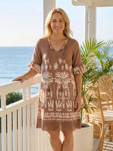 Load image into Gallery viewer, Hannah Boho Tunic - Tribal Border Mocha