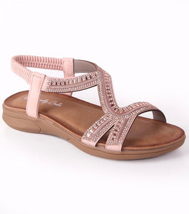 Diamanté Pink Sandals with sparkling pink gemstone strap.