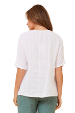 Load image into Gallery viewer, Floral Patchwork Linen Top - White