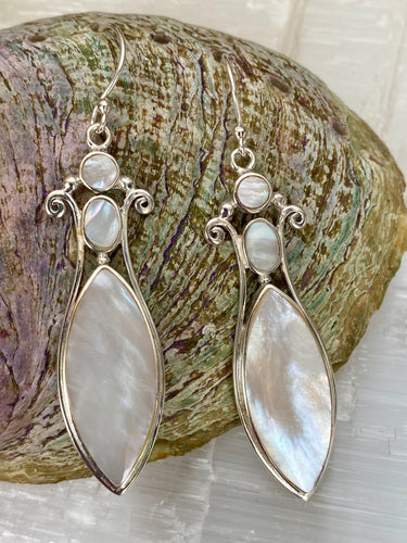 Mother Of Pearl Elliptical Drop Earrings