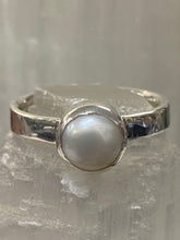 Load image into Gallery viewer, Round Sterling Silver Ring - White Pearl
