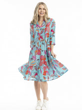 Load image into Gallery viewer, Beth Pleated Dress - Tropical Foliage Sea