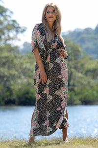 Side split detail on Venus Ashanti Dress in silk blend