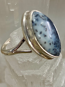 Dendritic Agate Marquise Sterling Silver Ring