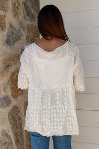 Embroidered Cotton Top - Cream