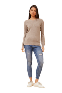 Embellished Knit Jumper - Taupe