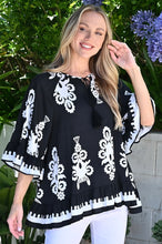 Load image into Gallery viewer, Damask Ruffled Hem Top - Black