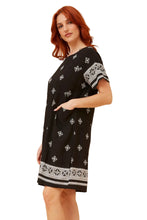 Load image into Gallery viewer, Printed Shift Dress - Black