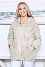 Load image into Gallery viewer, Paisley Stud Quilted Zip Up Hoodie Jacket - Beige