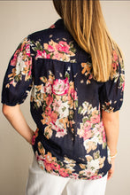 Load image into Gallery viewer, Cotton Navy Floral Elastic Cuff Blouse