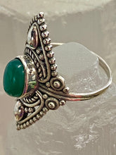Load image into Gallery viewer, Green Onyx Filigree Oval Sterling Silver Ring