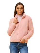 Load image into Gallery viewer, Zip Front  Faux Fur Jacket - Blush