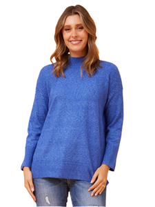 Faiza High Neck Knit Jumper - Cobalt Blue