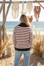 Load image into Gallery viewer, Striped Zip Knit - Pink/Chocolate