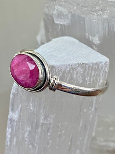 Indian Ruby Oval Sterling Silver Ring