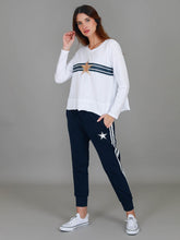 Load image into Gallery viewer, Sonya | Women's Gold Star Stripe Long Sleeve Tee – Cotton Jersey