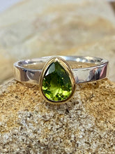 Load image into Gallery viewer, Sterling Silver Tear Drop Ring - Peridot
