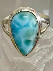 Larimar Tear Drop Sterling Silver Ring