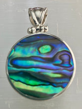 Load image into Gallery viewer, Small Two Sided Shell Disc Pendant - Paua And Mother Of Pearl