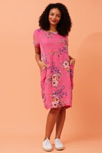 Load image into Gallery viewer, Floral Linen Dress - Fuchsia
