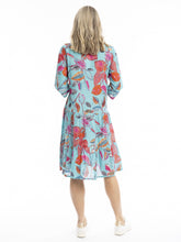 Load image into Gallery viewer, Beth Pleated Dress - Tropical Foliage Sea