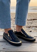 Load image into Gallery viewer, Heritage Zip Sneaker - Black/Gold