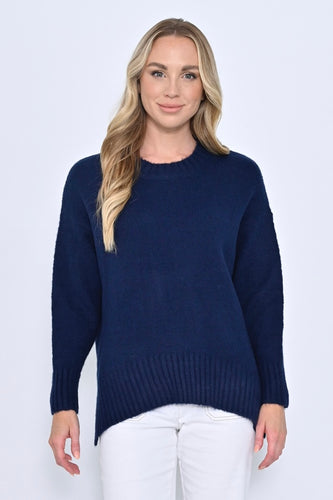 Round Neck Jumper - Navy