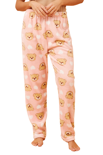 Plush Pyjama Pants - Pink Bear