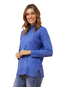 Faiza High Neck Knit Jumper - Cobalt Blue