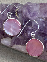 Load image into Gallery viewer, Two Sided 15mm Drop Earrings - Pink/White Mother of Pearl