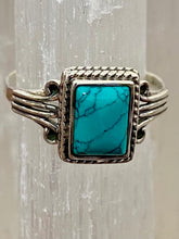 Load image into Gallery viewer, Turquoise Square Sterling Silver Ring