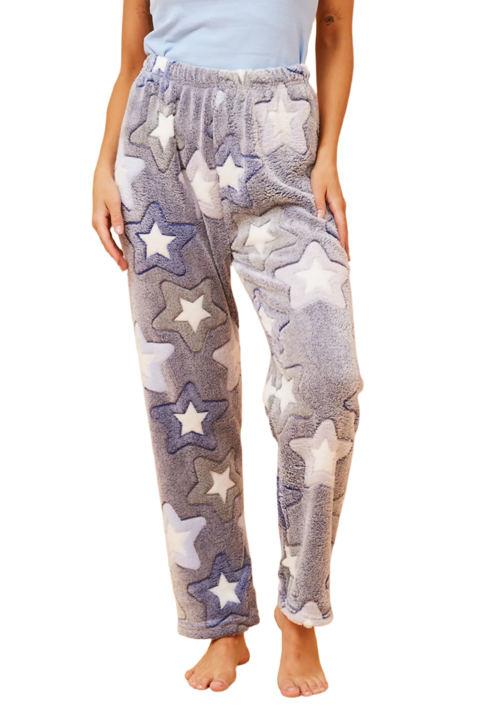 Star Print Plush Pyjama Pants